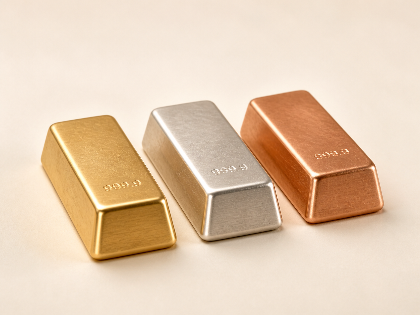 gold, silver & copper bars